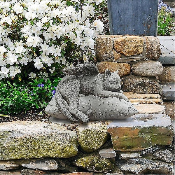 Angel Cat Statue Creative Resin Pet Cat Tombstone Memorial Stone