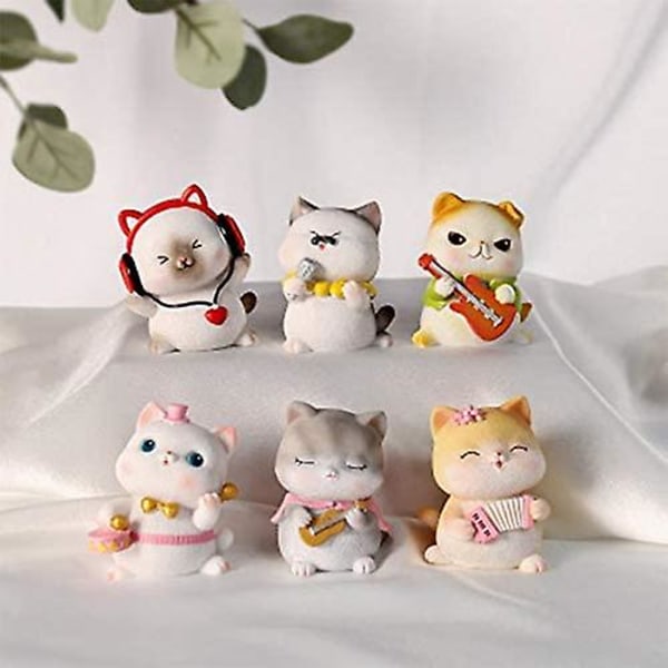 Kattfigurer Bildekoration Katt Bobble Head Hantverk Prydnader Tårta Tillbehör Resin Katt