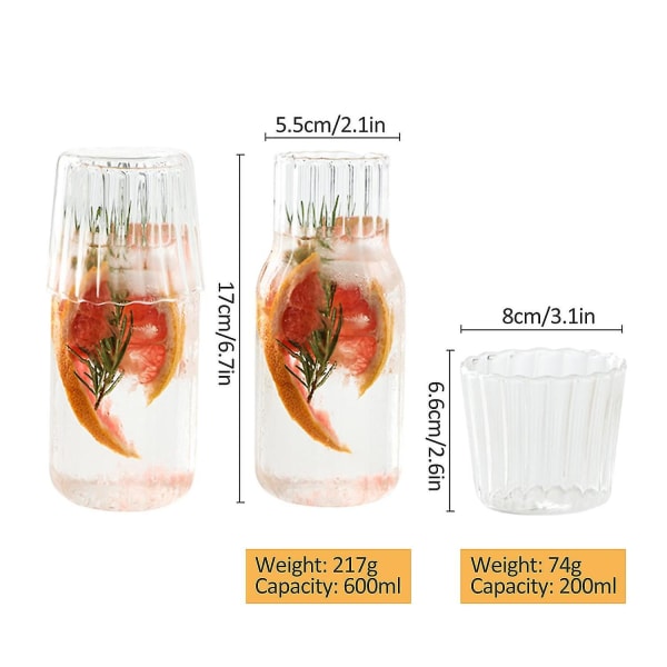 Sengekant Glas Karaffel Glas Låg Tumler Vand Juice Pot 2899 | Fyndiq