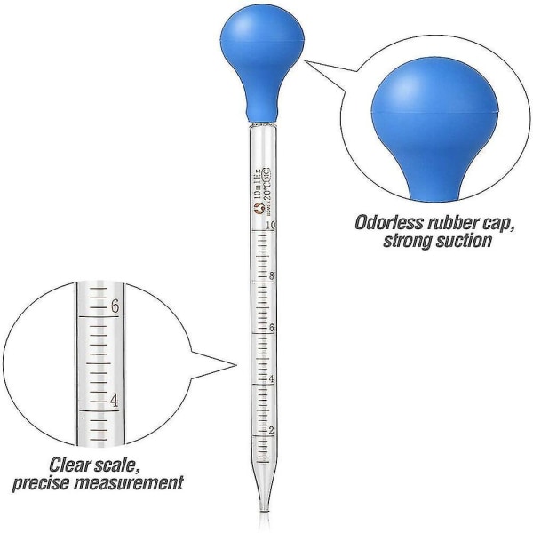 3 stk. 10ml 5ml 2ml Glas Graduerede Pipetter Overførselsdrypper