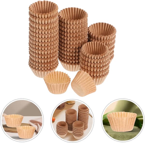 1000 stk. brune mini muffinsformer Engangs bakekopper Fettsikre papir cupcakeformer