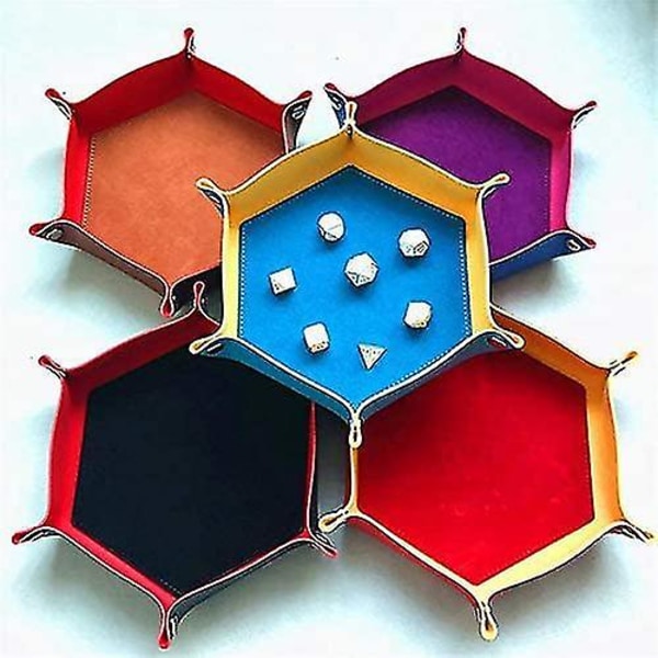 Læderbakke Hexagon Møntbakke Terningfoldning PU-fløjl