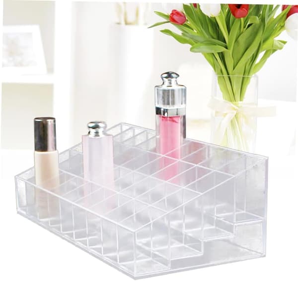 Kosmetisk makeup-organizer med 40 rum, læbestiftholder og lipgloss-stander