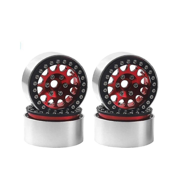 4 kpl 1.9 Metal Beadlock Vannekehä Vanteet 1/10 RC Trx4 Scx10 Scx10-ii 90046 Scx10-iii Axi03007 D90 Punainen