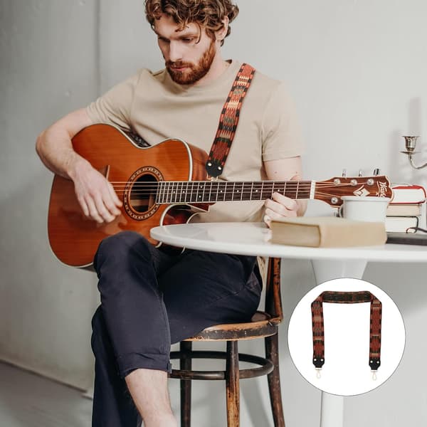 Banjo Gitarrbälte Gitarr Kreativ Broderi Snygg Vävduk Material Lätt att Bära Säker