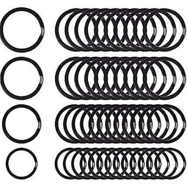 60 stk Sorte Nøgleringe til Hjem og Bil