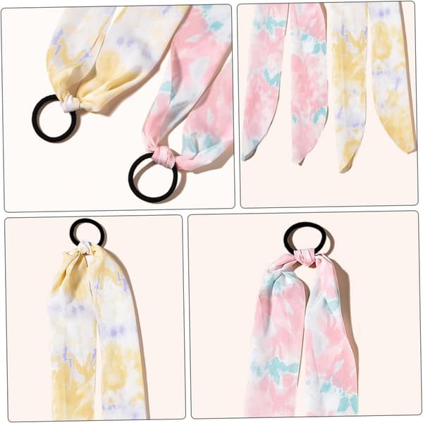 4 stk. spiralhårstrikker, silkescrunchie, hårpinne, silkehette, elegant hodeplagg