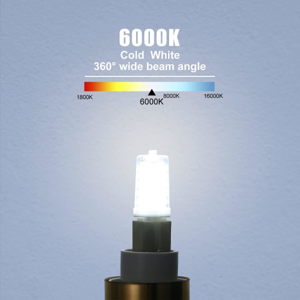 G9 LED-pærer, 5w ekvivalent 40w halogenlampe hvit 6000k flimmerfri energisparende Ikke dimbar