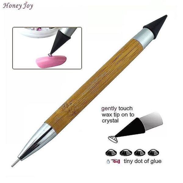 Dual Ended Wax Nail Rhinestone Picker Dotting Pen Bamboo