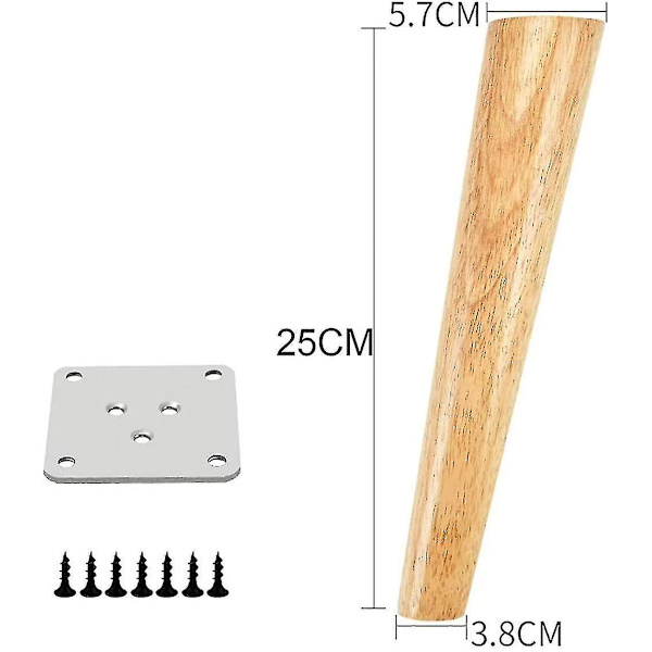 Treben, Trebeinnsatser, Møbelbein, Sofaben, 4 stk