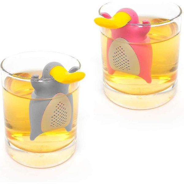Söt Platypus-Teinfuserpar i Vacker Presentask, Perfekt Parpresent, Set om 2, Grå och Rosa