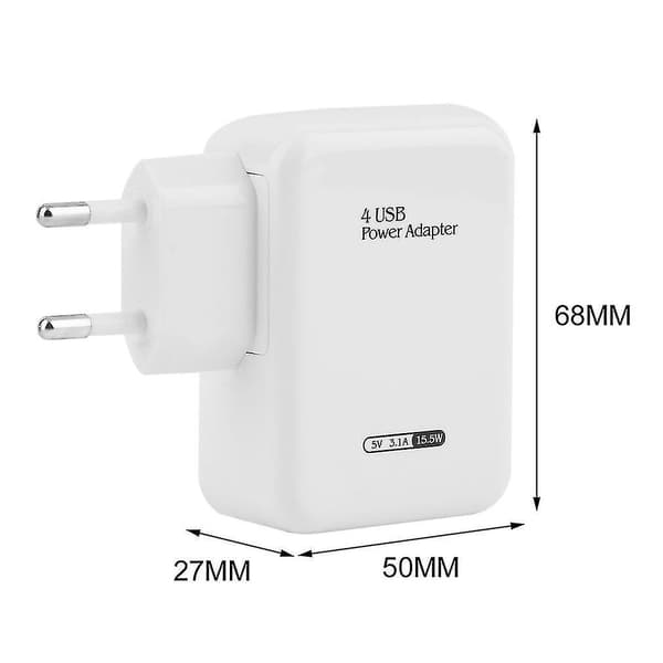 4 Ports USB Hub Strømadapter til Smartphone