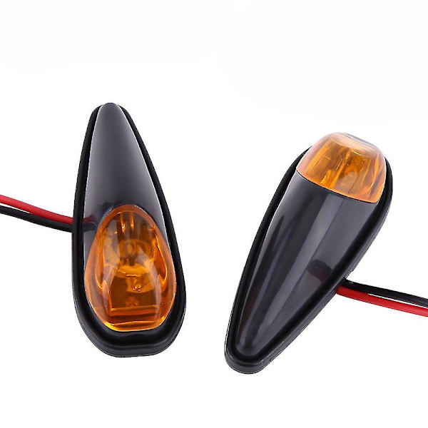 Motorcykel Blinklys, Universelle Motorcykel Blinklys LED Motorcykel Flush Mount Blinklys Lygte Amber Sort Skal (2 stk