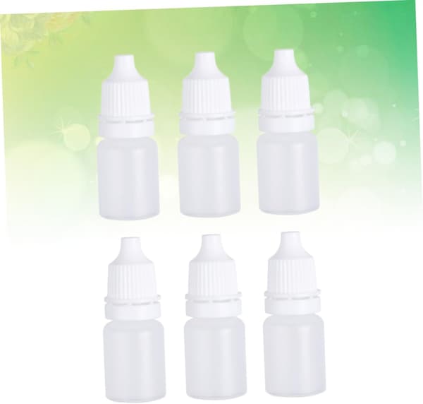 Klembare dråpeflasker 6 stk 5 ml hvite plastbeholdere for øyedråper og væskelagring