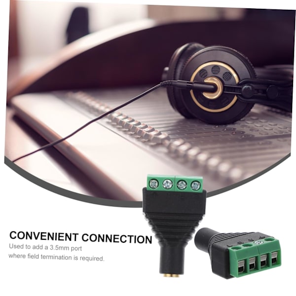 Skrueterminaladaptersett 4 stk 3,5 mm Stereo Hunnkontakt til Av 4 Skrueterminaler for Lyd, Video og PC-tilkoblinger