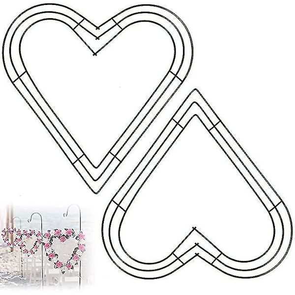 2 stk Hjertemetallkrans Trådramm Bryllup Valentinsdag Håndverk