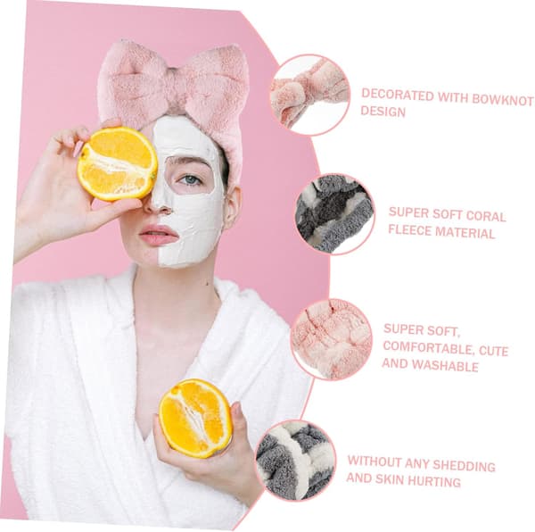 Sløjfe Makeup Pandebånd 2 Stk. Elastisk Ansigtshårbånd til Ansigtsvask Kvinder Sød Stil Spa Hudpleje Tilbehør