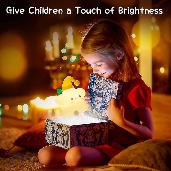 Sød babynatlampe til børn, bærbar silikonestjernenatlampe
