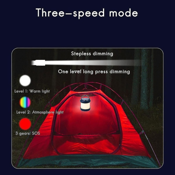 Solcelled LED Campinglys USB Oppladbar Pære For Utendørs Telteltlampe