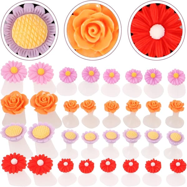 32 stk. tåskillere i silikon for pedikyr, blomsterdesign, tåskillere for neglelakkseparator for kvinner