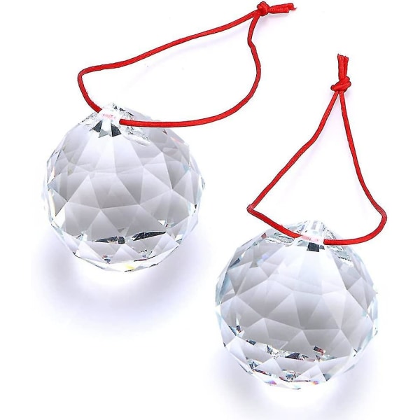 2 stk 50mm klare krystallprismeballer Solfanger Krystallkule Hengekrystall