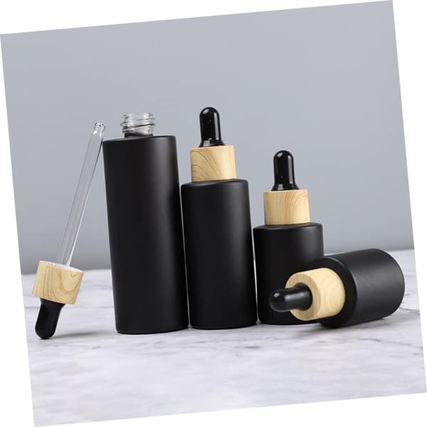 6 stk. 50 ml matterede glasdråbeflasker sorte genopfyldelige øjendråbebeholdere