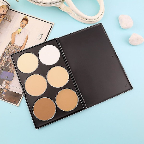 Ny Professionel Kosmetisk 6 Farvet Ansigtspresset Pudder Palette