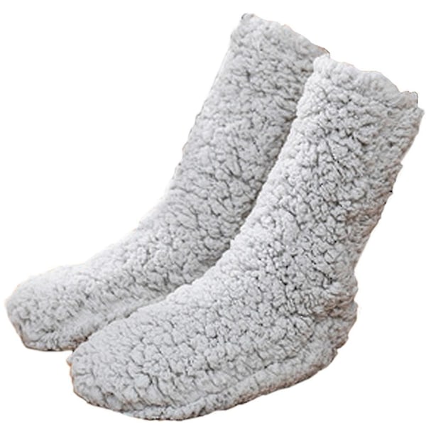 1 Par Halkskyddande/Antislipstrumpor, Vinterfluffiga Mysiga Fleece-strumpor, Plysch Tjocka Varma Golvstrumpor Dark Grey