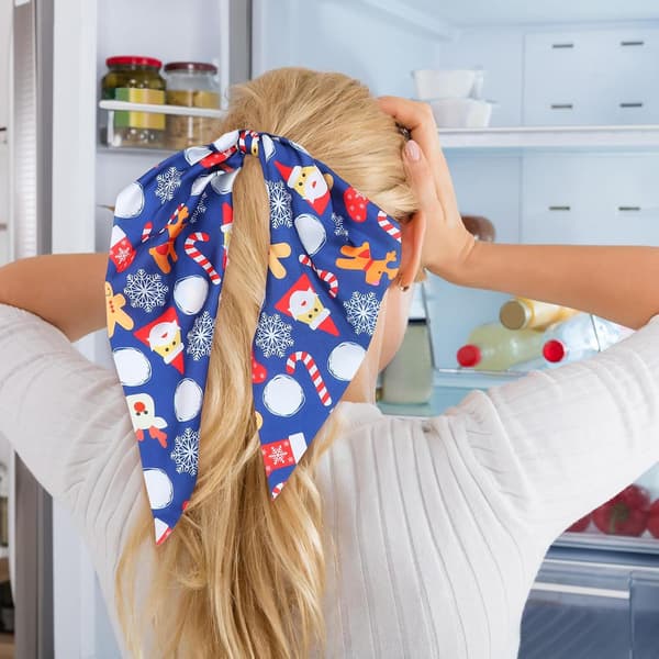6 stk julebånd Scrunchy med lang hale Hårbånd Elastiske Hestehaleholdere Hår Scrunchy Elastikker til julefester