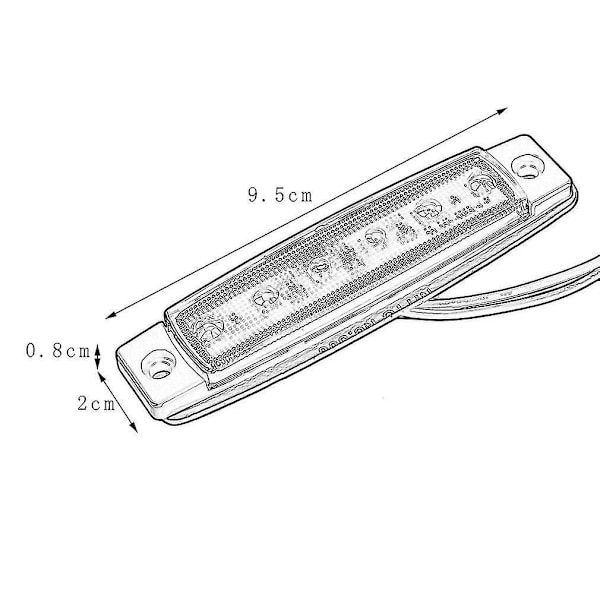 6 LED:n auton, kuorma-auton ja perävaunun sivuvalot 12V vedenkestävä
