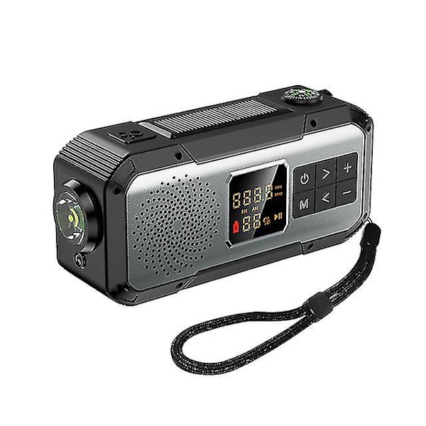 Udendørs Camping Nødradio Solenergi Håndsving Dynamo Radio Bt5.0/fm/am/noaa 2000mah Telefonoplader Powerk Lommelygte Sos BT5.0 Silver