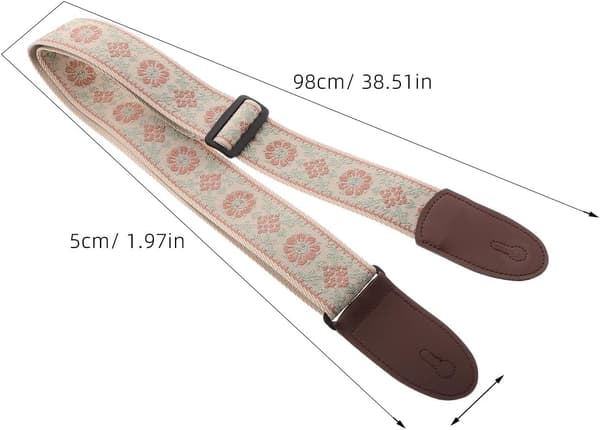 Etnisk justerbar gitarrrem Bred bekväm crossbody för akustisk gitarr bas ukulele-spelare