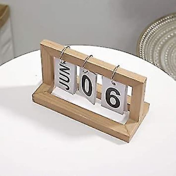 Träblockskalender DIY Flip Ring Skrivbords Kontor Nordisk Dekor