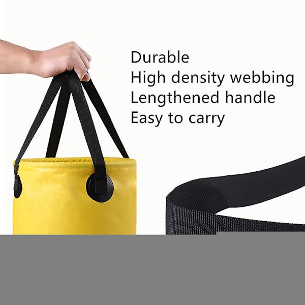 Hopfällbar Hink Med Handtag, Lättvikts Vikbar Vattenbehållare 2,9 Gallon, Camping, Vandring, Ryggsäcksturer, Utomhusöverlevnad Yellow 11L