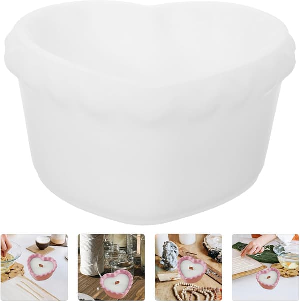 2 stk. hjerteformede silikonformer med bølget kant for DIY-lysestøping Fleksibel non-stick silikon