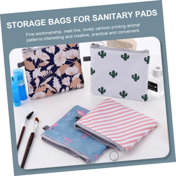5 st polyester dragkedja sanitetsskydd förvaringsväskor vattentäta menstruationsbindor reseväska arrangör