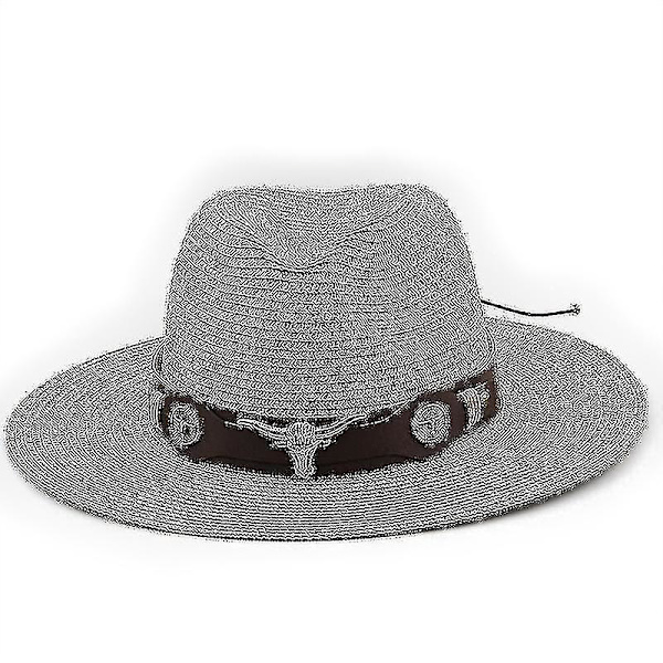 Klassisk Panamahatt Sommar Solhattar För Kvinnor Män Strand Halmhatt gray