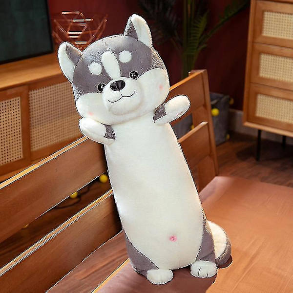 1 stk. 65cm Sød Shiba Inu & Husky Plyslegetøj Kawaii Dyre Dukker Fyldt Blød Hundepude Til Pige Gray