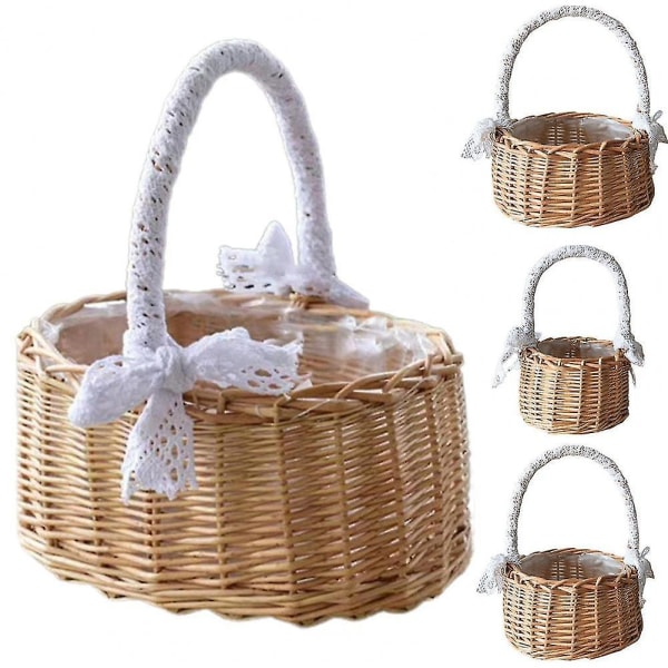 Blomsterkurv med blonder og håndtak - Perfekt for piknik