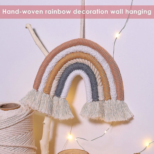 Rainbow Macrame gobeläng, handvävt hänge, kreativa handgjorda prydnader