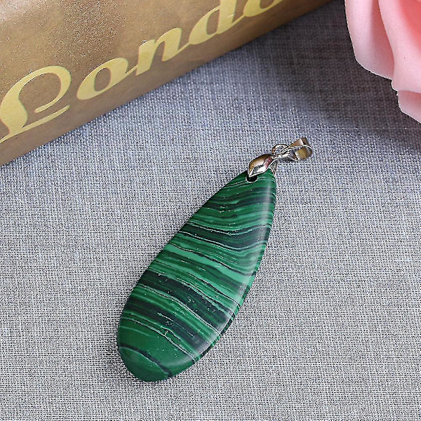 Elegant Teardrop Malakit Ädelsten Hänge Smycke 50x20mm