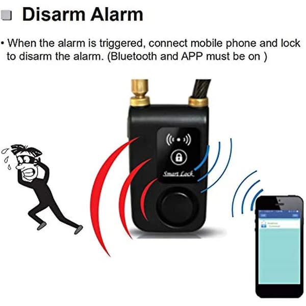 Vattentät Smart Bluetooth Cykellås Kedjelås Stöldskydd Smartphone Kontroll Lås