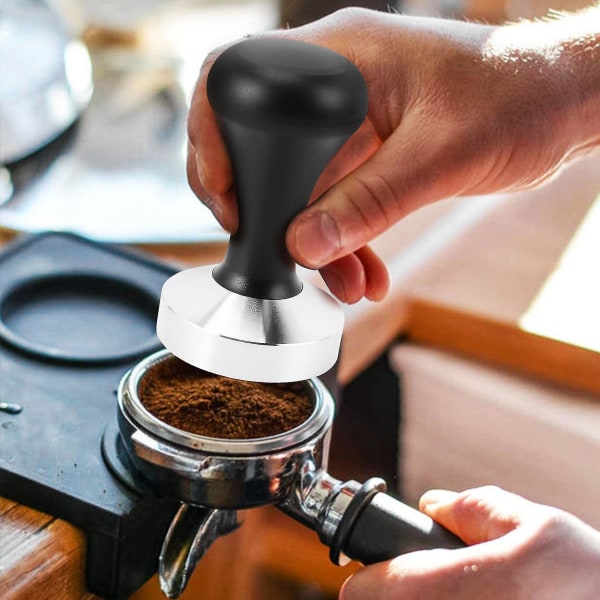 Coffee Tamper Set(51 Mm), espresso stämpel med platt rostfritt stål, espresso hand tamper med kaffe