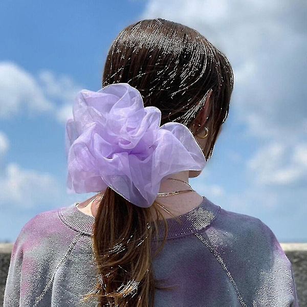 Naisten Yksivärinen Tulle-Elastinen Köysi Poninhäntäpidike Scrunchy Hiusten Tarvike - Musta