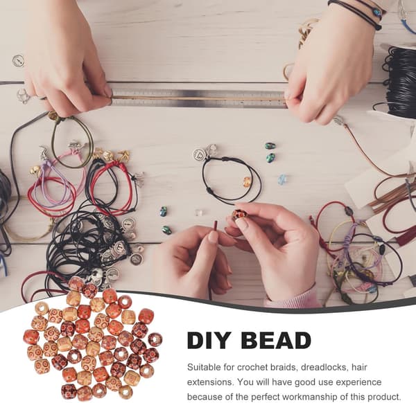 100 stk. treperler til dreadlocks, store hull, DIY hårfletteperler for hårforlengelser, egnet