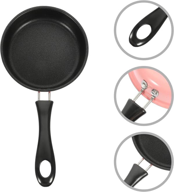 Liten eggstekepanne biffstekepanne 7,5 tommer rustfritt stål non-stick materiale praktisk ergonomisk