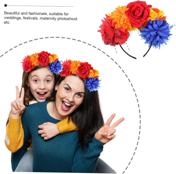 Regnbueperletråd Hodeplagg Simulering Blomsterkrone for Fest Blomsterhårbånd og Hårtilbehør
