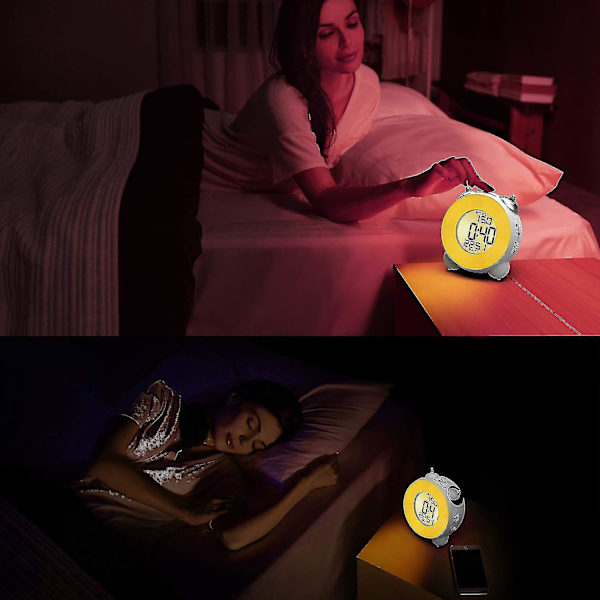 2023 - Ljudstark väckarklocka utan tickande, batteridriven, med snooze, dubbla larm och nattlampa (shikai)-hyj