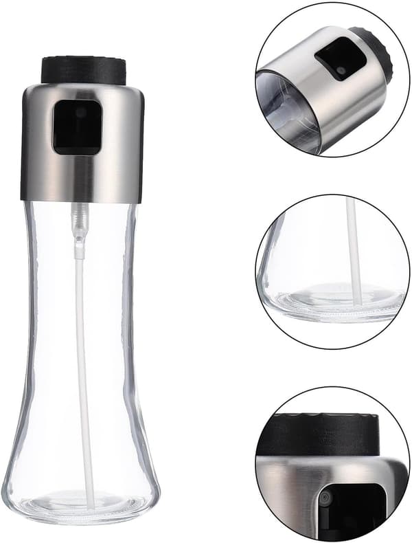 Oliesprayflaske med design i rustfrit stål og glas 180 ml Praktisk oliedispenser