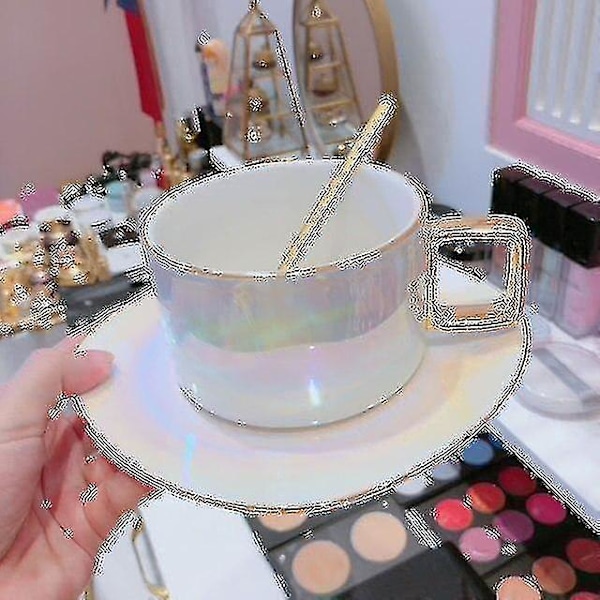 Guld Kaffekop Sæt Porcelæn Mate Kop Latte Eftermiddagste Boblete Kop Kaffeetasse